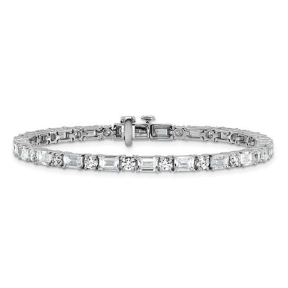 14K Gold Lab Grown Diamond Round and Emerald Tennis Bracelet 10 Ct