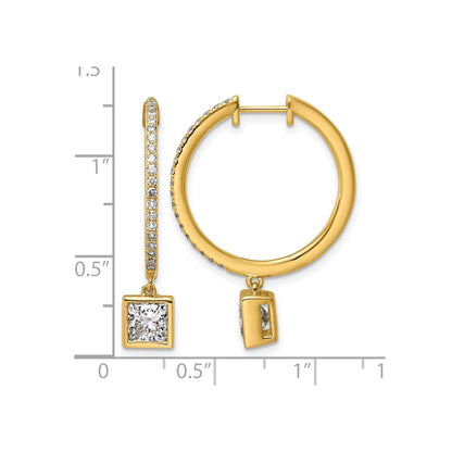 14k Gold Bezel Dangle Lab Grown Diamond Hoop Earrings