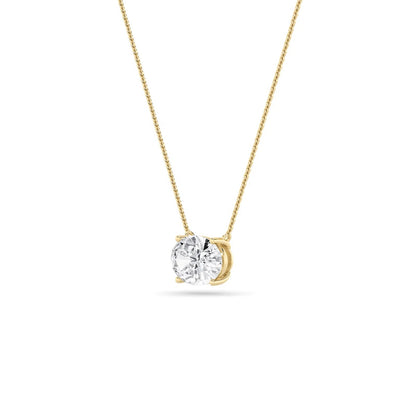 Oval F/VS Lab Grown Diamond Prong 14K Yellow Gold East West Solitaire Pendant Necklace