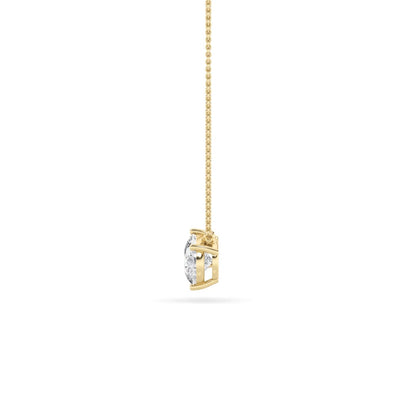 Pear Lab Grown Diamond (F/VS) Prong 14K Yellow Gold East West Solitaire Cable Chain Necklace