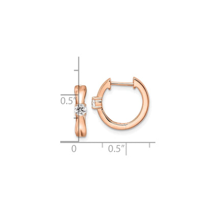 14k Rose Gold Lab Grown Diamond Hinged Hoop Earrings