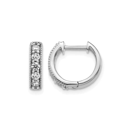 14k Gold Lab Grown Diamond Milgrain Hinged Hoop Earrings
