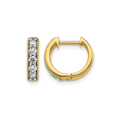 14k Gold Lab Grown Diamond Milgrain Hinged Hoop Earrings