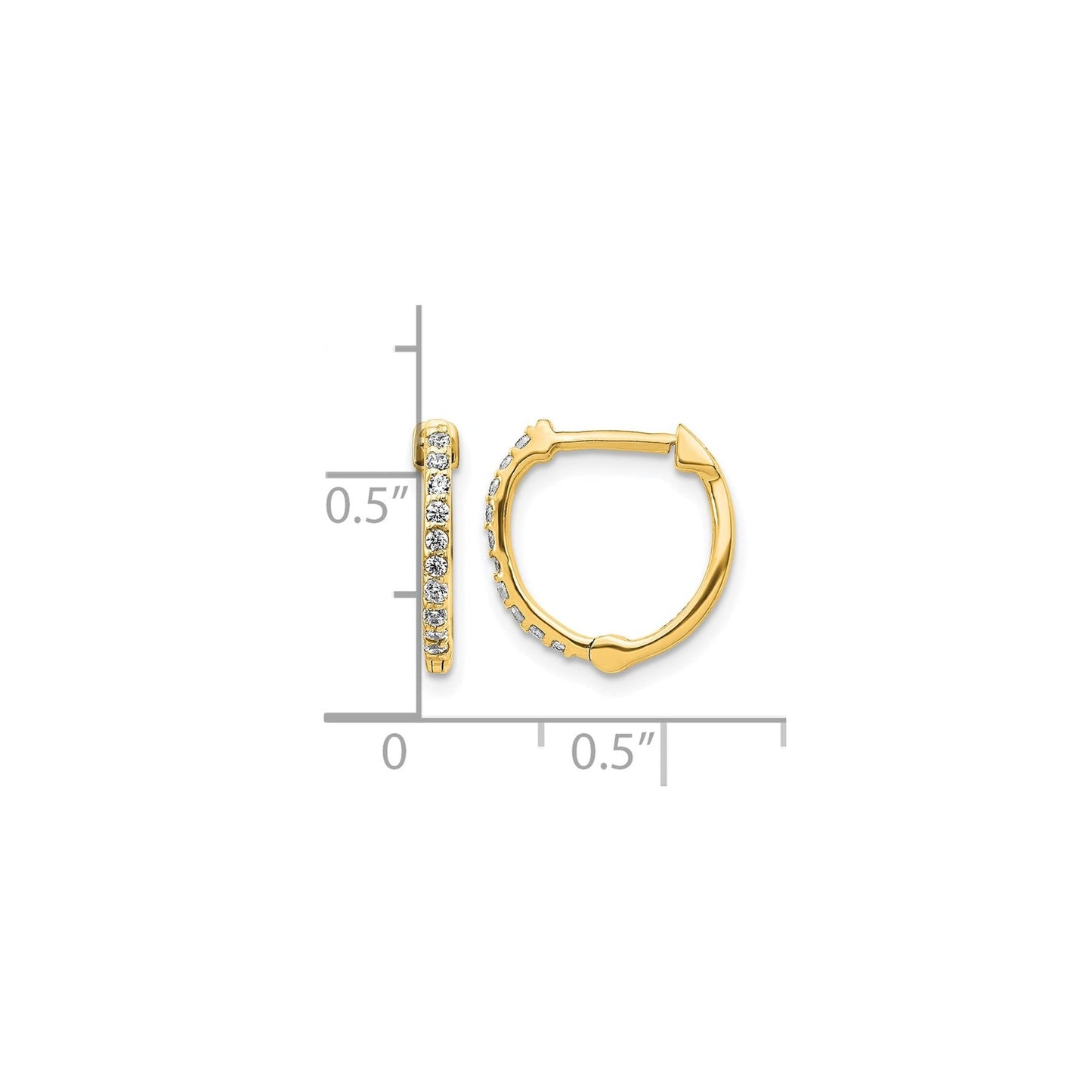 14k Gold Lab Grown Diamond Hinged Hoop Earrings 0.2 Ct
