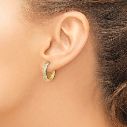 14K Yellow Gold Lab Grown Diamond Hinged Tennis Hoop Earrings 0.44 Ct