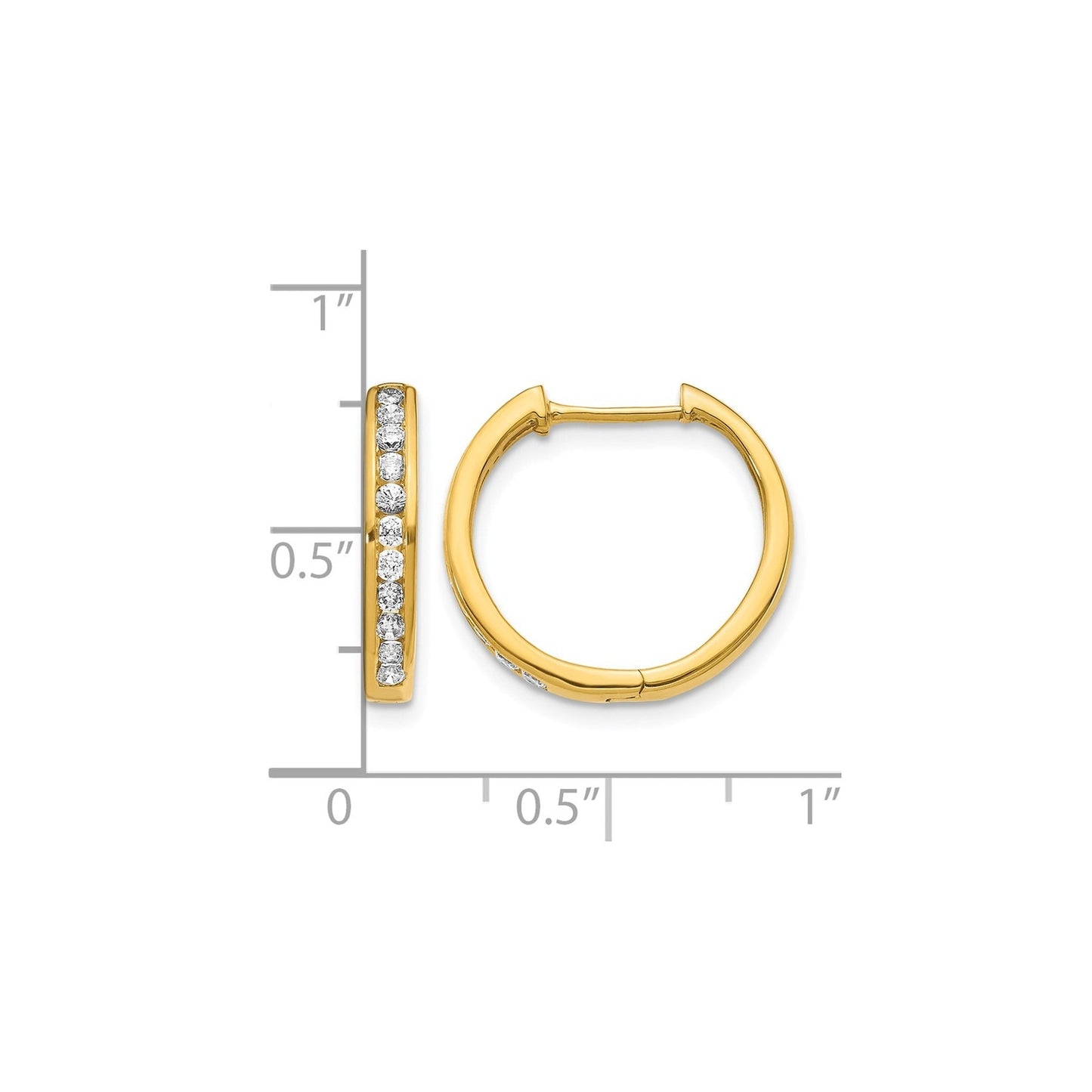 14K Yellow Gold Lab Grown Diamond Hinged Tennis Hoop Earrings 0.44 Ct