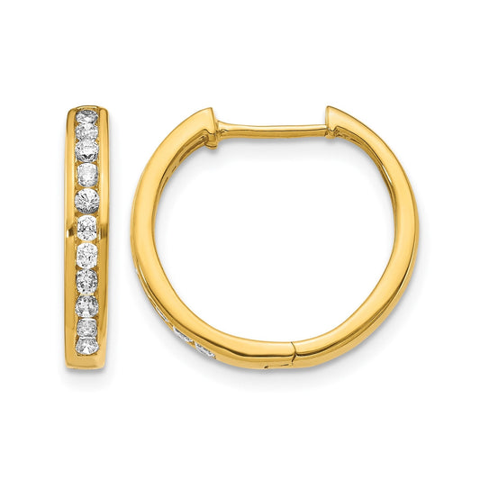 14K Yellow Gold Lab Grown Diamond Hinged Tennis Hoop Earrings 0.44 Ct