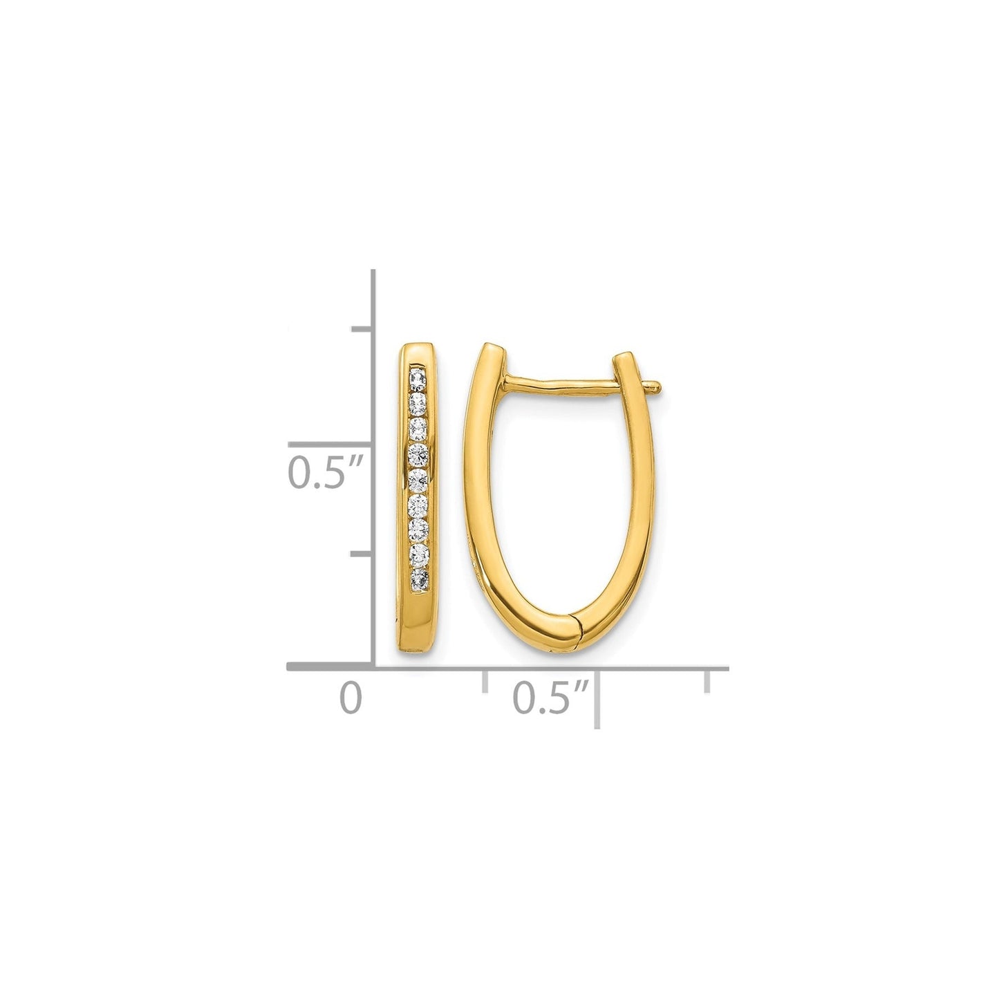 14k Gold Lab Grown Diamond Hinged Hoop Earrings 0.25 Ct