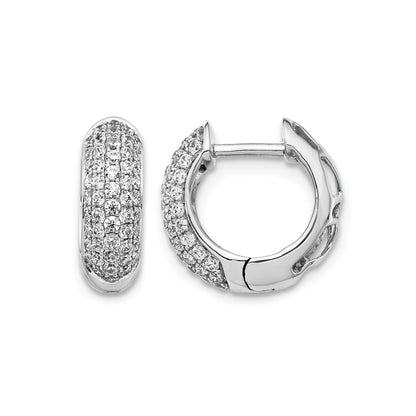 Lab Grown Diamond Hinged Hoop Cluster Earrings 14k White Gold 0.75 Ct