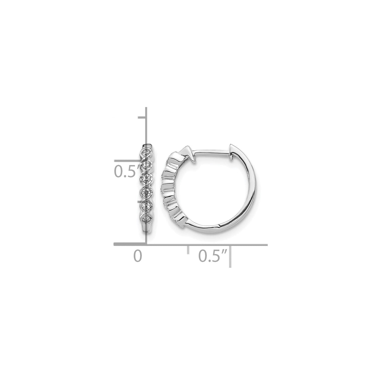 14K White Gold Lab Grown Diamond Hinged Hoop Earrings 0.12 Ct