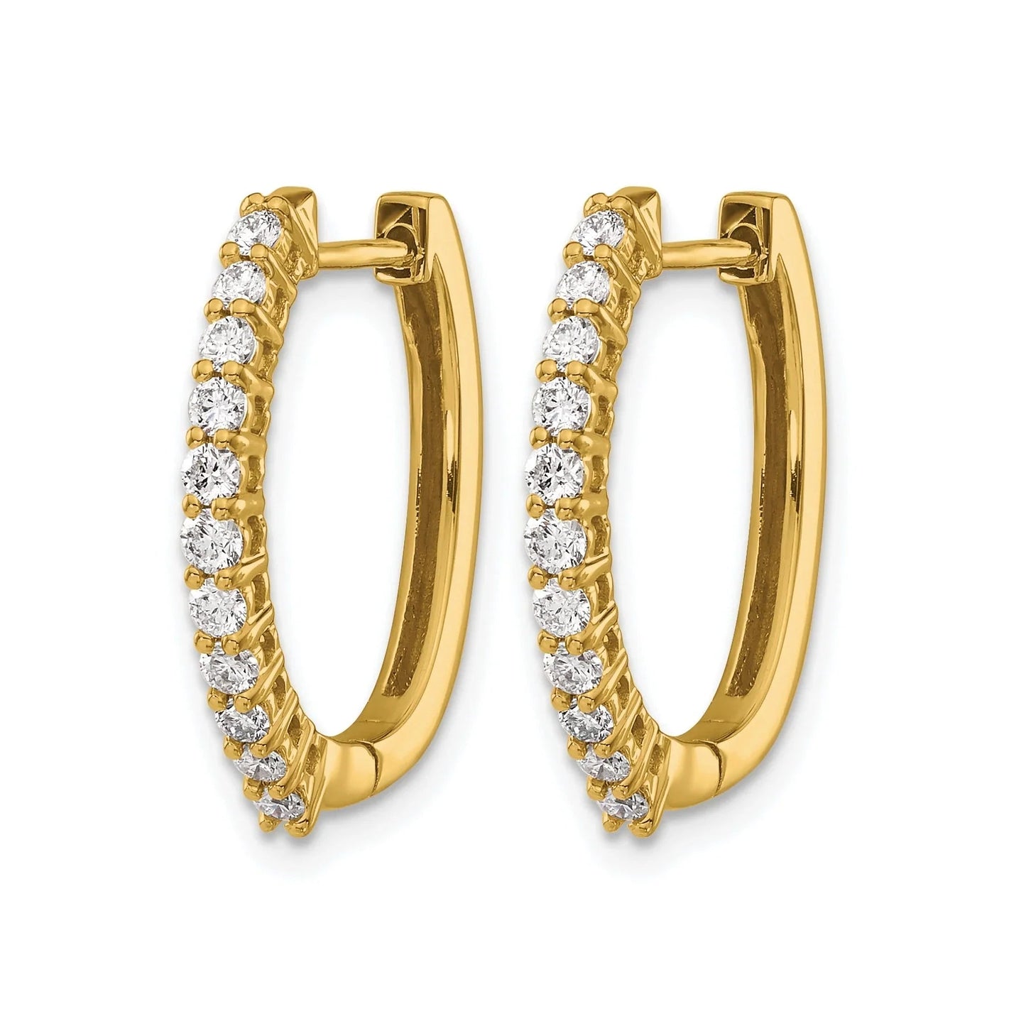 14k Gold Lab Grown Diamond Hinged Hoop Earrings