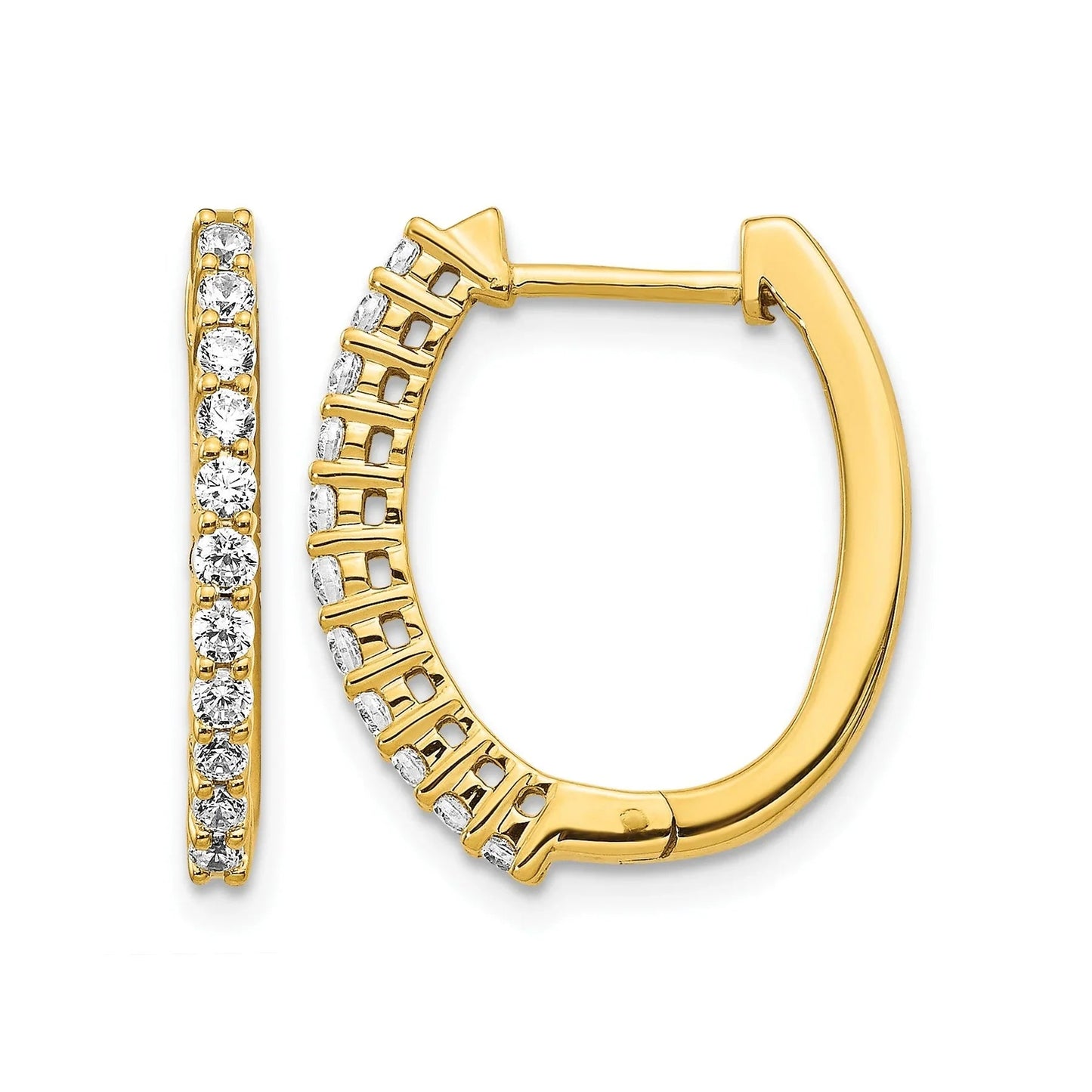14k Gold Lab Grown Diamond Hinged Hoop Earrings