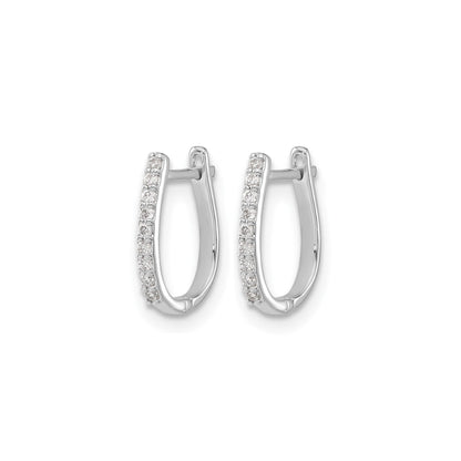 14K White Gold Lab Grown Diamond Hinged Hoop Earrings 0.108 Ct