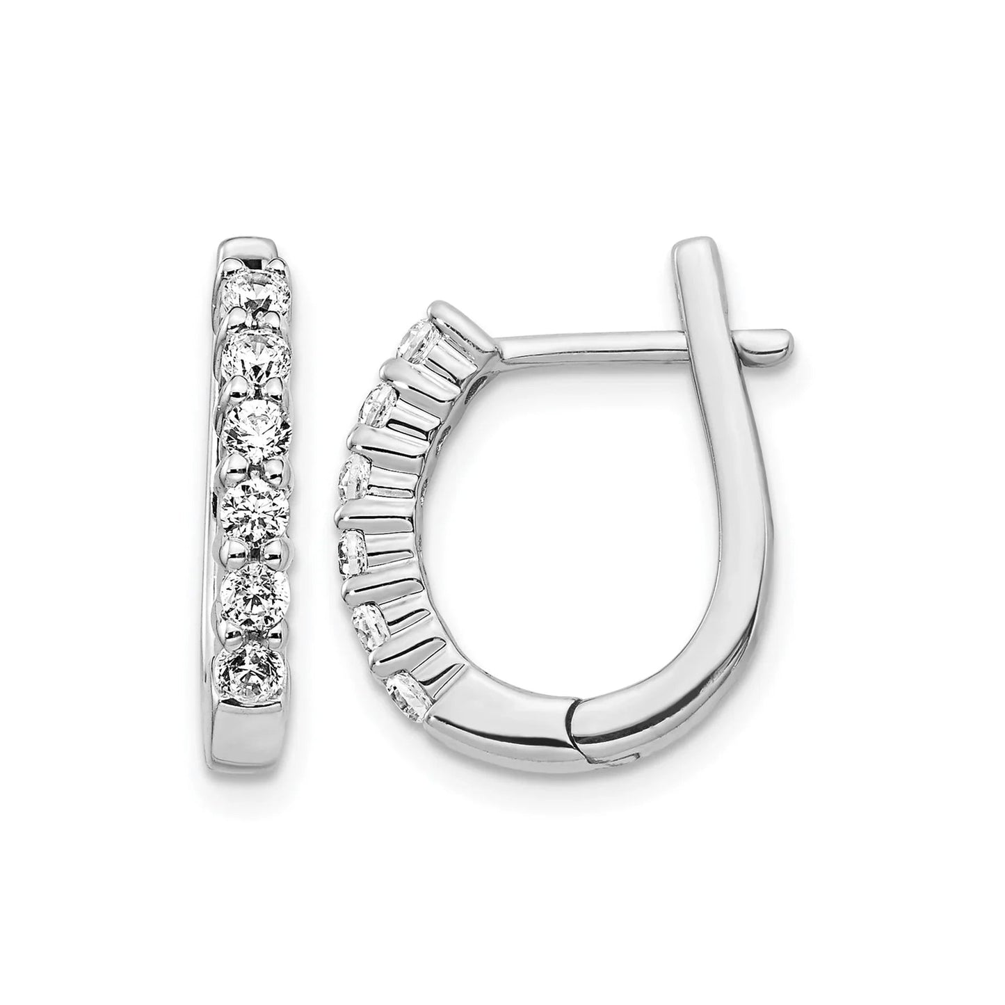 14k Gold Lab Grown Diamond Hinged Hoop Earrings