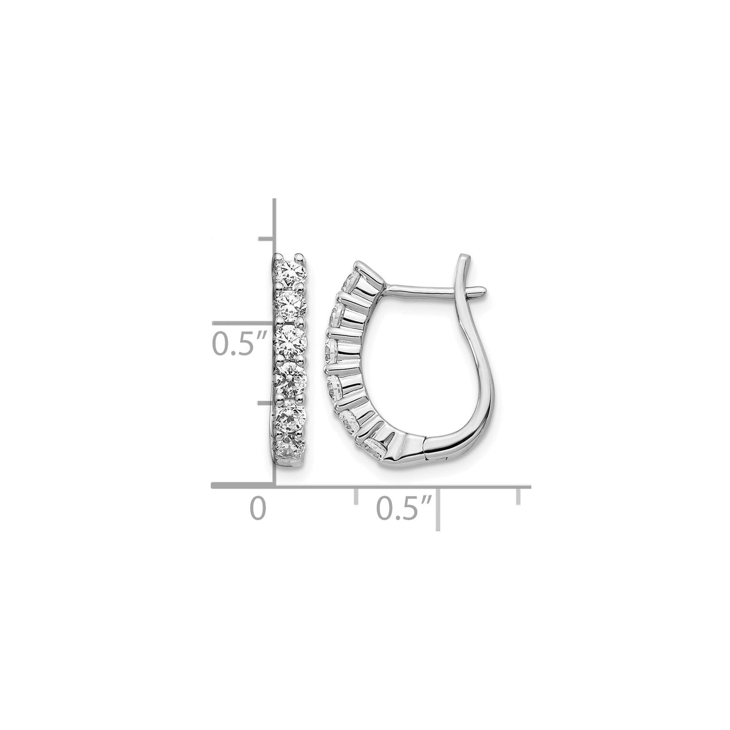 14k White Gold Lab Grown Diamond Hinged Hoops Earrings 1 Ct