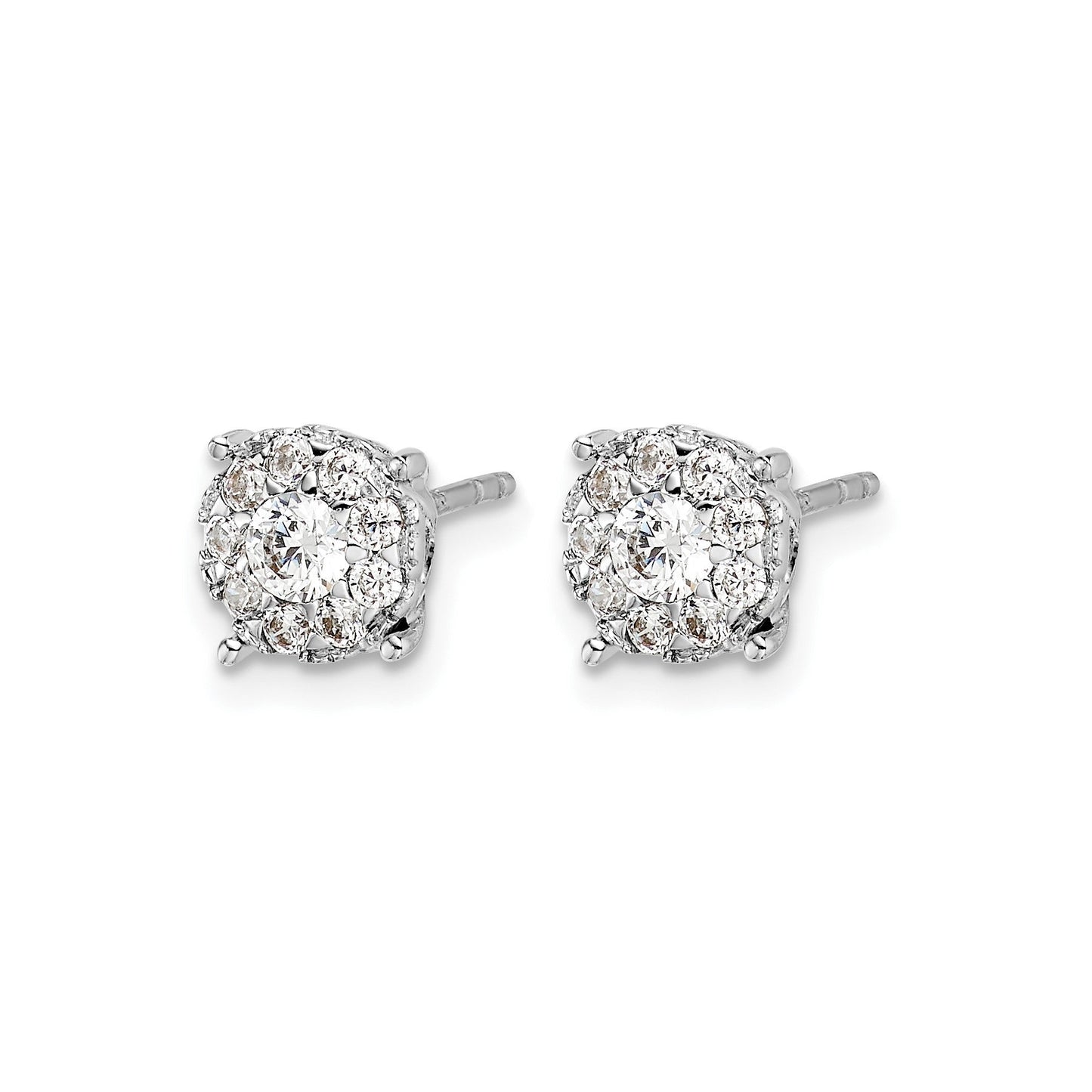 14k White Gold Lab Grown Diamond Halo Stud Earrings 1 Ct