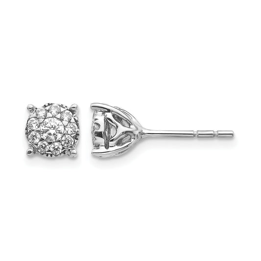 14k White Gold Lab Grown Diamond Halo Stud Earrings 1 Ct
