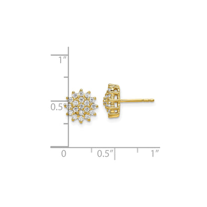 14k Gold Lab Grown Diamond Cluster Stud Earrings 0.5 Ct