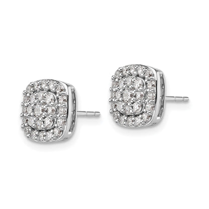 14k Gold Lab Grown Diamond Square Halo Stud Earrings 0.87 Ct