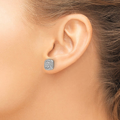14k Gold Lab Grown Diamond Square Halo Stud Earrings 0.87 Ct