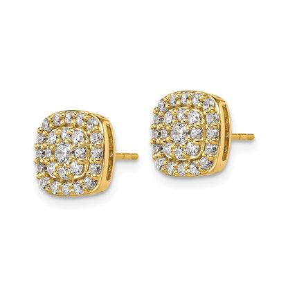 14k Gold Lab Grown Diamond Square Halo Stud Earrings 0.87 Ct