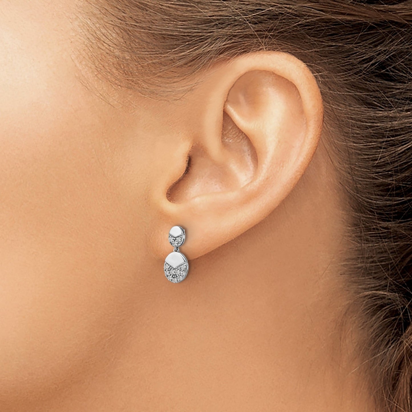 14k White Gold Lab Grown Diamond Dangle Earrings