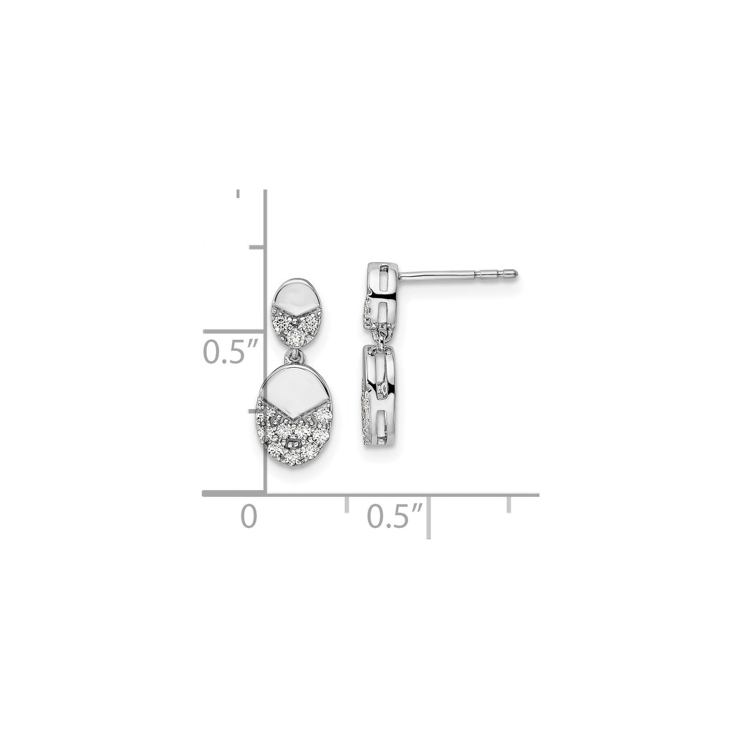 14k White Gold Lab Grown Diamond Dangle Earrings