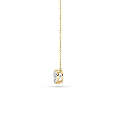 Oval F/VS Lab Grown Diamond Prong 14K Yellow Gold East West Solitaire Pendant Necklace