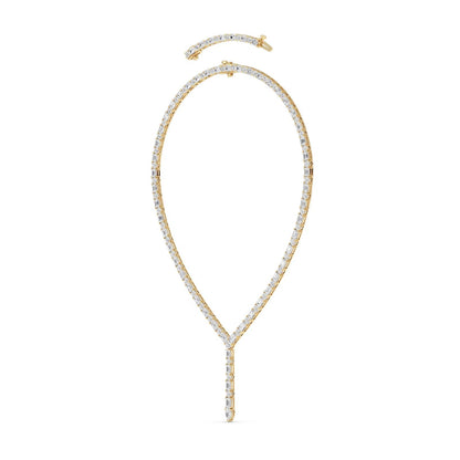 28.0 Ct Multi-Shape (F/VS) Lab Grown Diamond Prong 14K Yellow Gold Classic Eternity Tennis Necklace