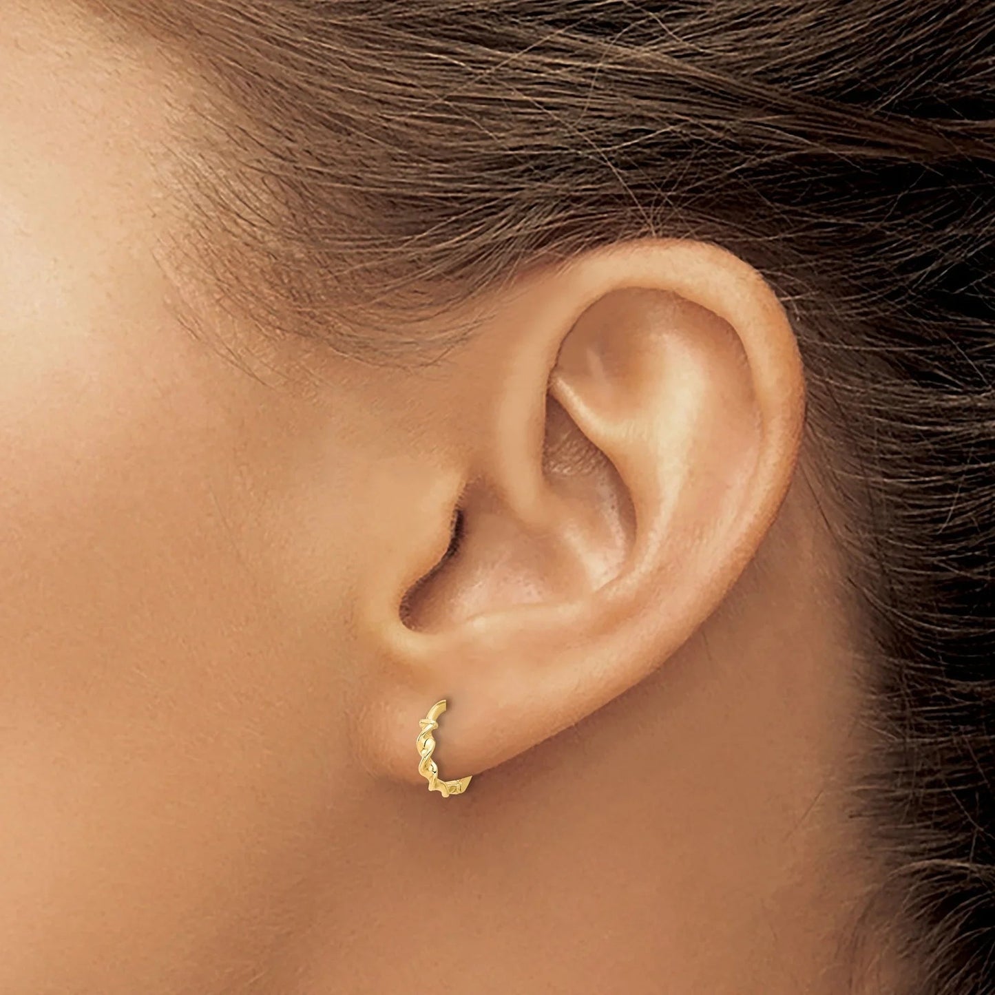 14K Gold Twisted Hinged Hoop Earrings