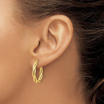 14K Gold Double Twisted Hoop Earrings