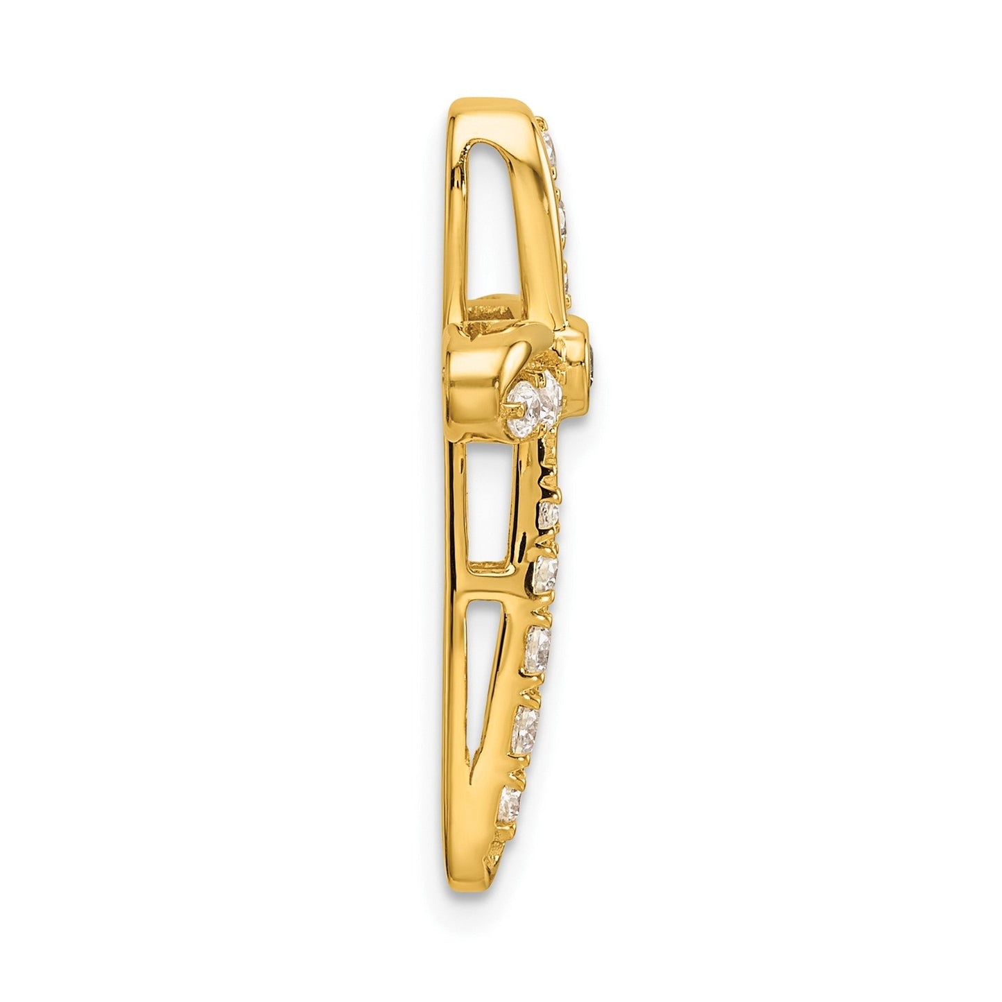 14k Yellow Gold 3/8 carat Lab Grown Diamond Cross Chain Slide Pendant