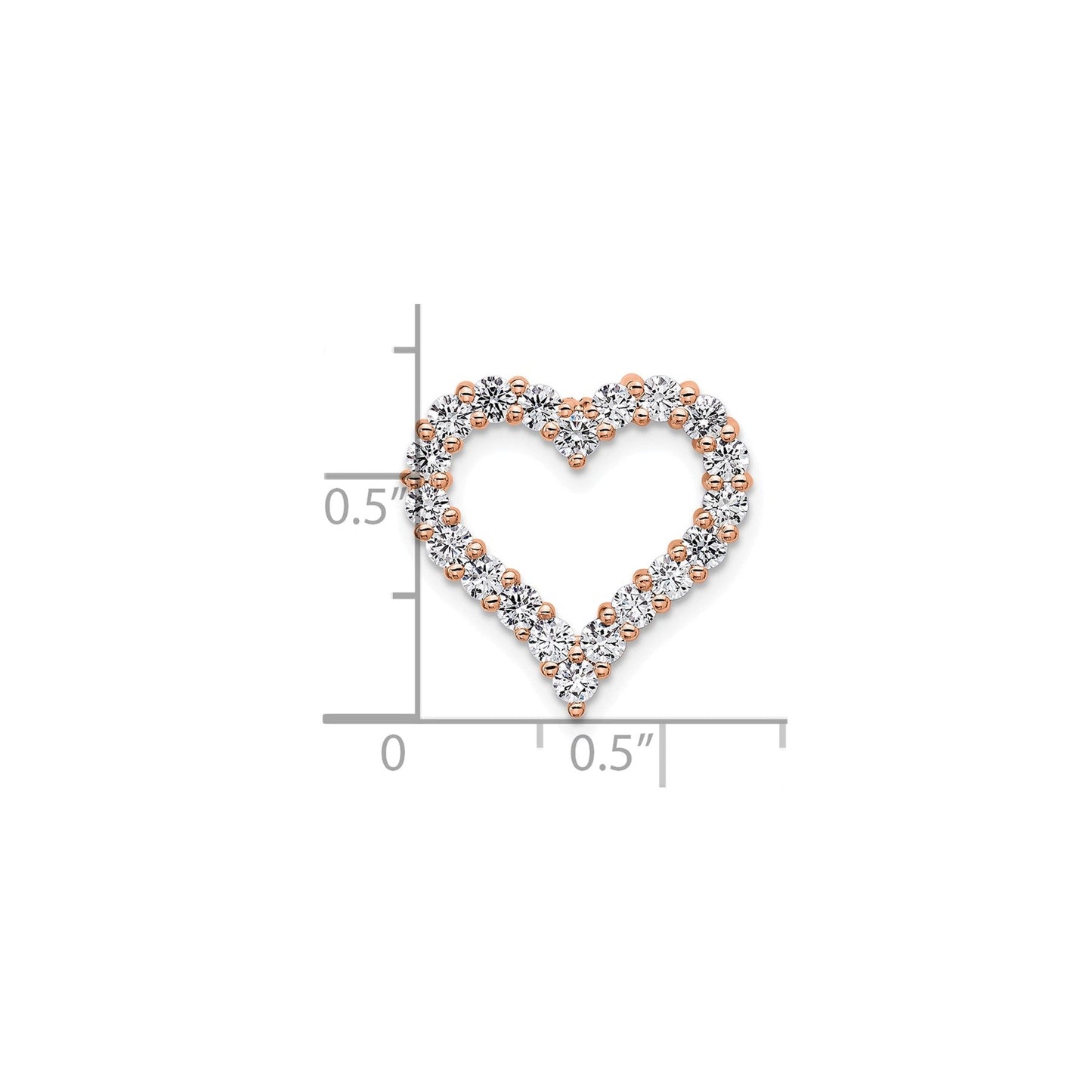 14k Gold Lab Grown Diamond Heart Chain Slide Pendant