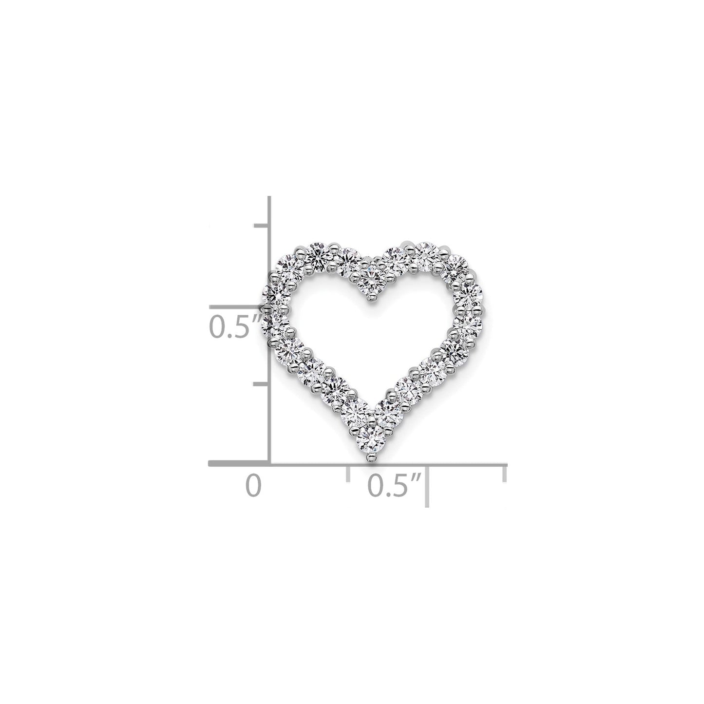 14k Gold Lab Grown Diamond Heart Chain Slide Pendant