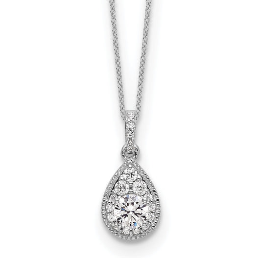Lab Grown Diamond Teardrop Pendant Necklace Gold 1/2 ctw