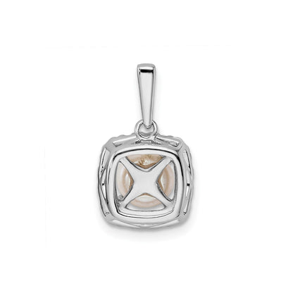 1/4 ct Lab Grown Diamond and Cultured Pearl Halo Pendant 14k White Gold