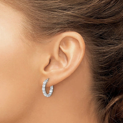 In and Out CZ Hoop Earrings Silver