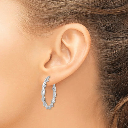 Twisted Silver Hoop Earrings