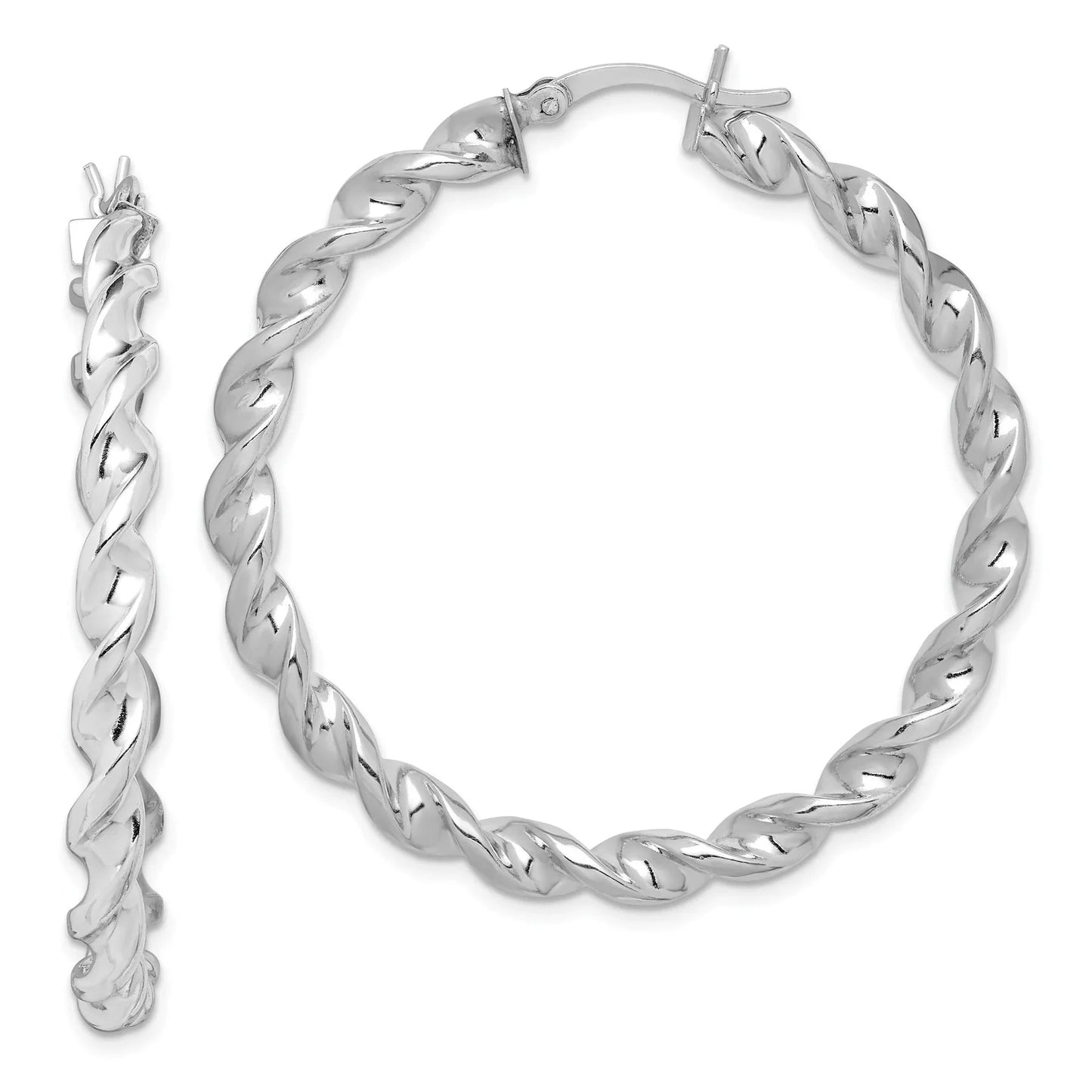 Twisted Silver Hoops Earrings