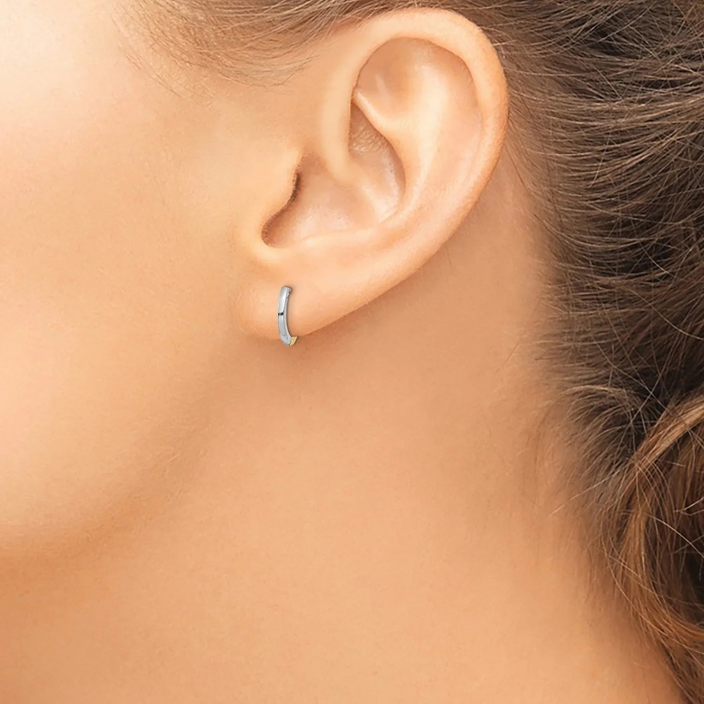 14k Gold Two-tone Round Hinged Hoop Earrings