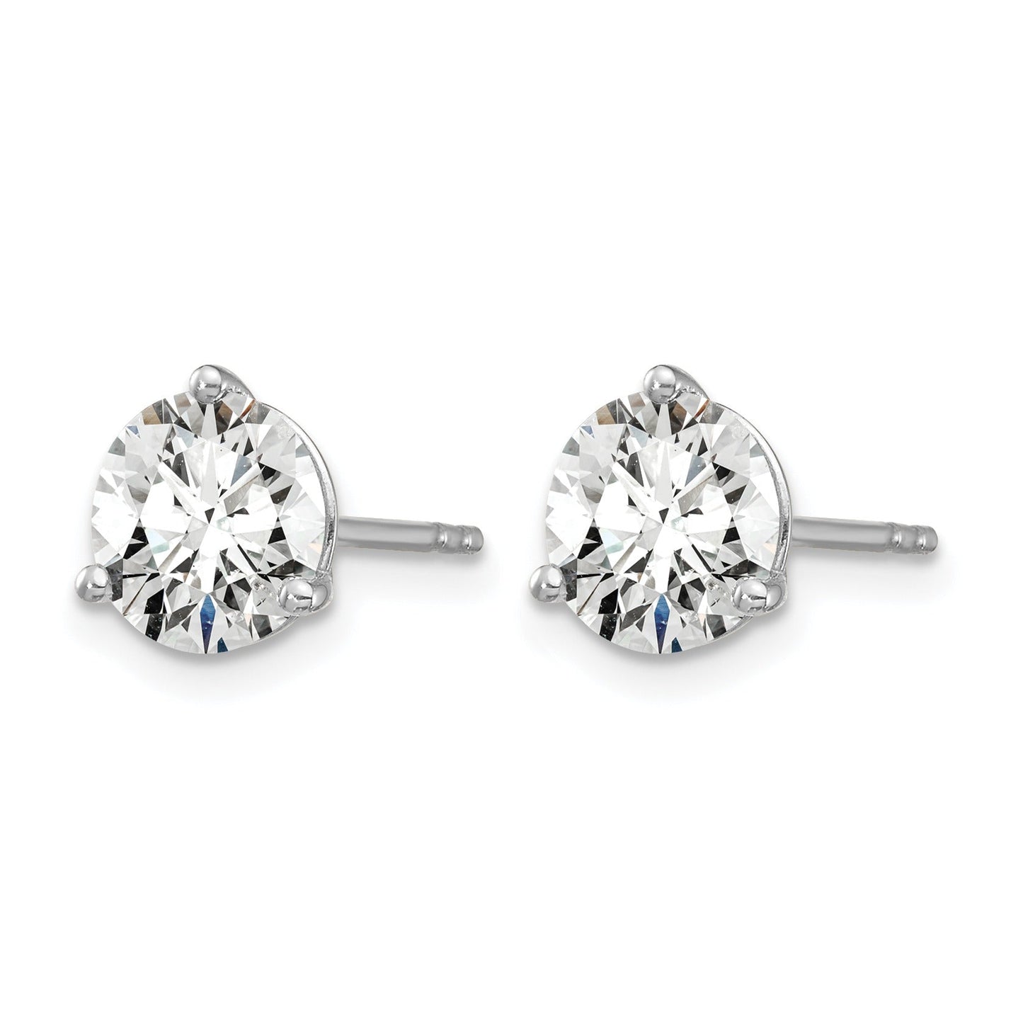 14K White Gold Lab Grown Diamond Round Shaped Stud Earrings