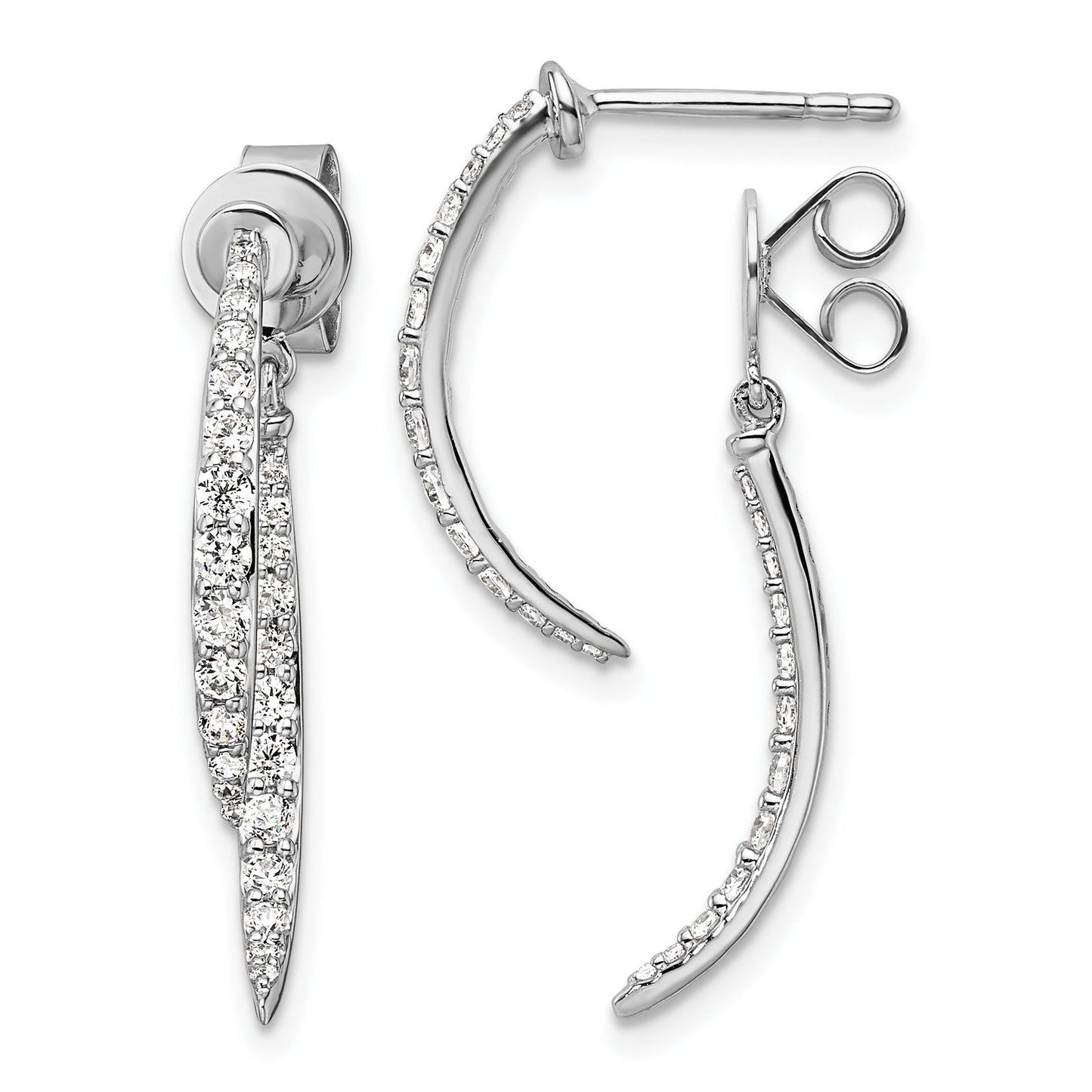 14k White Gold Lab Grown Diamond Dangle Post Earrings 0.625 Ct
