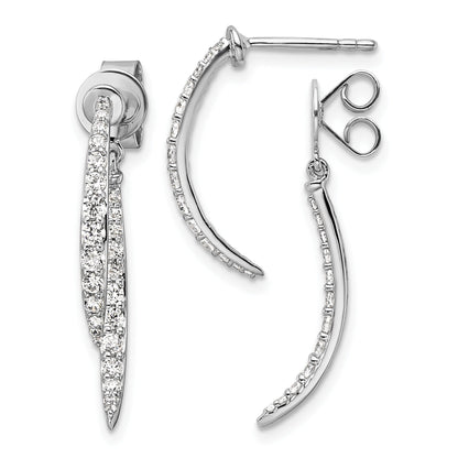14k White Gold Lab Grown Diamond Dangle Post Earrings 0.625 Ct