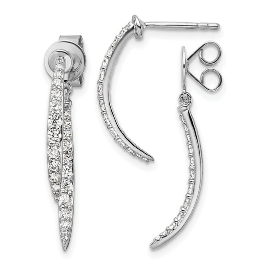 14k White Gold Lab Grown Diamond Dangle Post Earrings 0.625 Ct