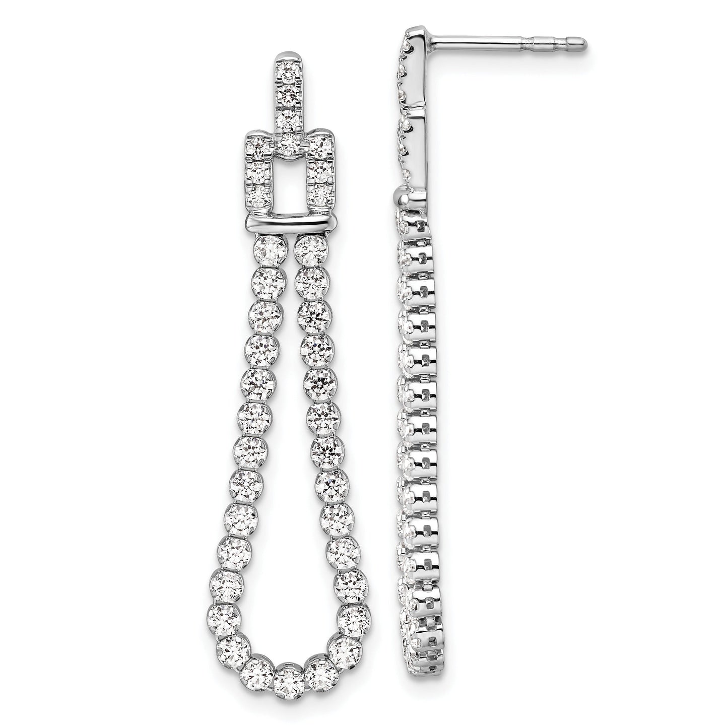 14k White Gold Lab Grown Diamond Dangle Loop Earrings