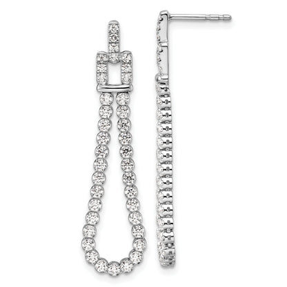 14k White Gold Lab Grown Diamond Dangle Loop Earrings