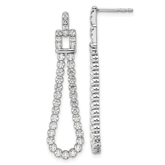 14k White Gold Lab Grown Diamond Dangle Loop Earrings