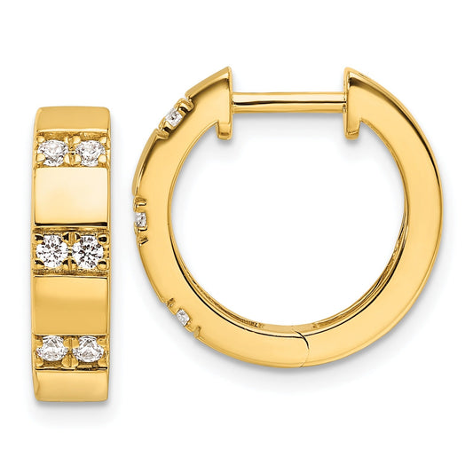 14k Yellow Gold Lab Grown Diamond Hinged Hoops