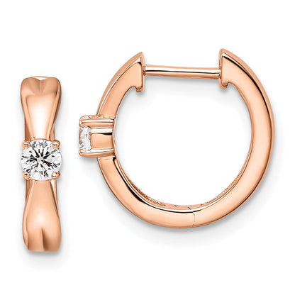 14k Rose Gold Lab Grown Diamond Hinged Hoop Earrings
