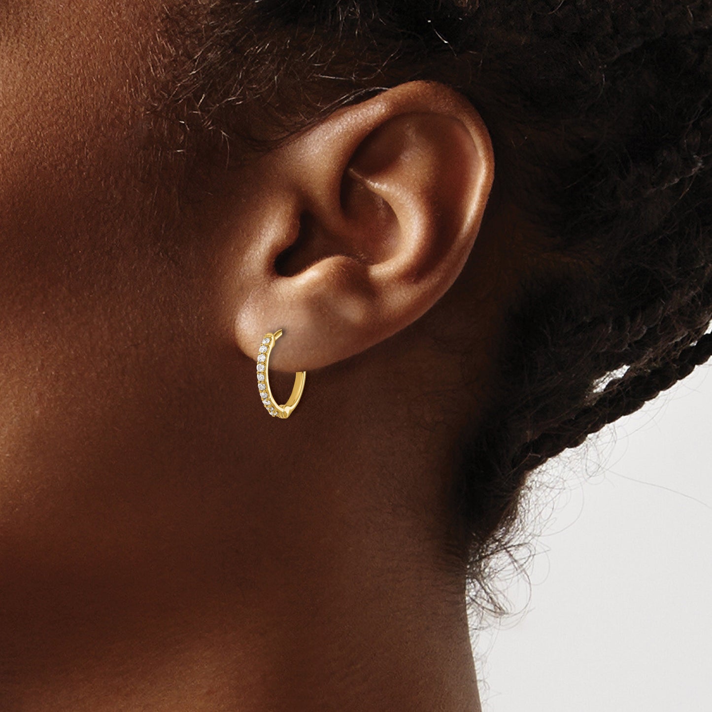 14k Gold Lab Grown Diamond Hinged Hoop Earrings 0.2 Ct